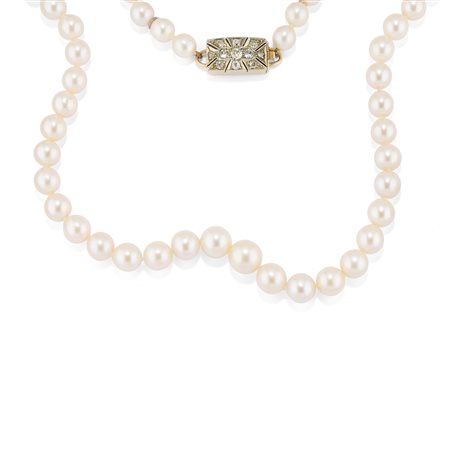 Collana di perle in argento e oro giallo 18k