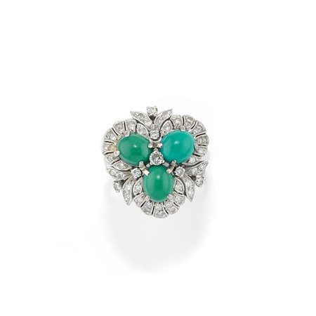 Anello con turchesi in oro bianco 18k