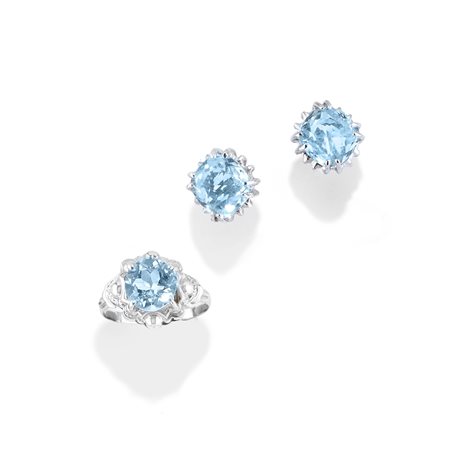 Demi parure con acquamarine in oro bianco 18k