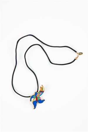 Niki de Saint Phalle - Spilla-pendente in metallo dorato