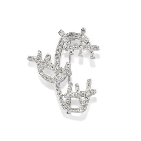 Spilla con diamanti in oro bianco 18k 