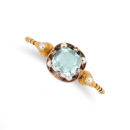 Bracciale con acquamarina in oro giallo 20k