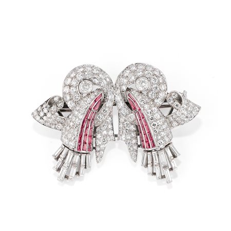 Spilla con rubini in platino