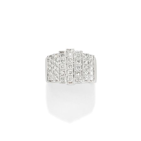 Anello con diamanti in oro bianco 18k