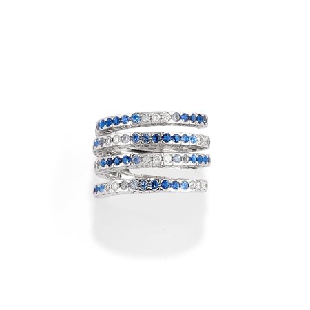 Anello con zaffiri in oro bianco 18k