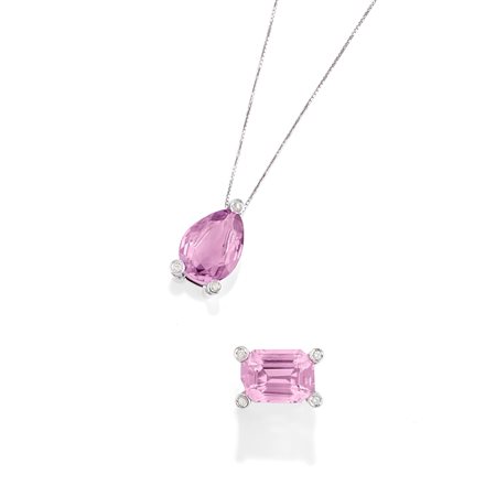 Demi parure con ametiste in oro bianco 18k