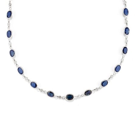 Collana con zaffiri in oro bianco 18k