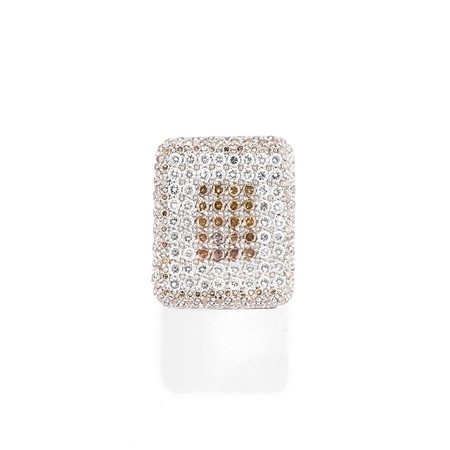 Anello con diamanti in oro bianco 18k