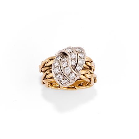 Pomellato - Anello con diamanti in oro bicolore 18k