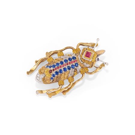 Cazzaniga - Spilla cicala in oro bicolore 18k