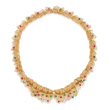 Collana con pietre di colore in oro giallo 18k