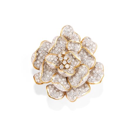 Spilla con diamanti  in oro bicolore 18k