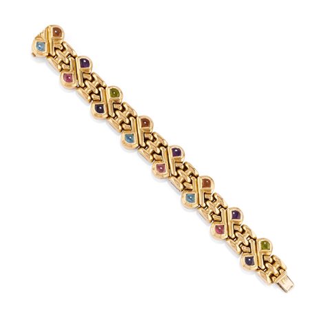Bracciale con pietre di colore in oro giallo 18k