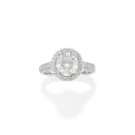 Anello con diamanti in oro bianco 18k