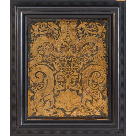 MANIFATTURA OLANDESE DEL XVIII SECOLO, Pannello in cuoio