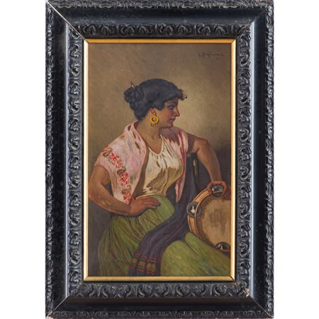 LUIGI DI GIOVANNI, Popolana, Olio su tavoletta