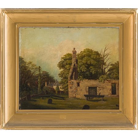 JAMES CASSIE, Vecchio rudere, Olio su faesite