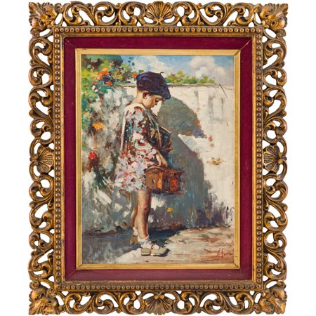 VINCENZO IROLLI, La scolaretta, Olio su tela