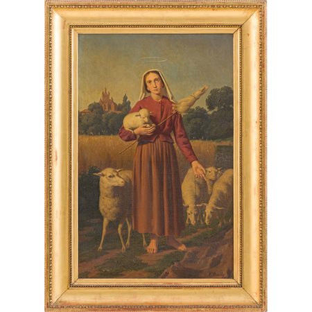 SCUOLA FRANCESE DEL XIX SECOLO, Sant'Agnese, Olio su tela