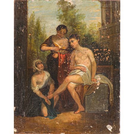 SCUOLA FRANCESE DEL XIX SECOLO, Il bagno, Olio su tela