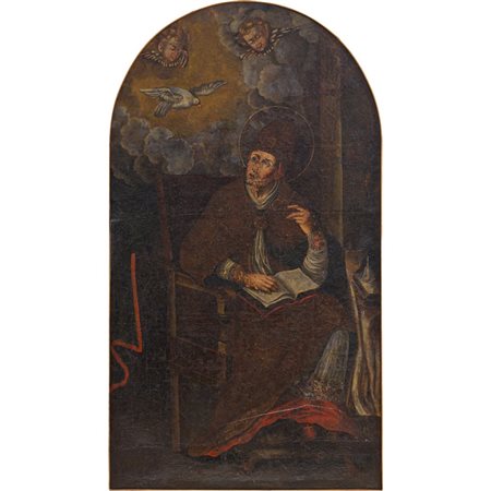 VINCENZO LA BARBERA (Attr.le), Sant' Agostino, Olio su tela