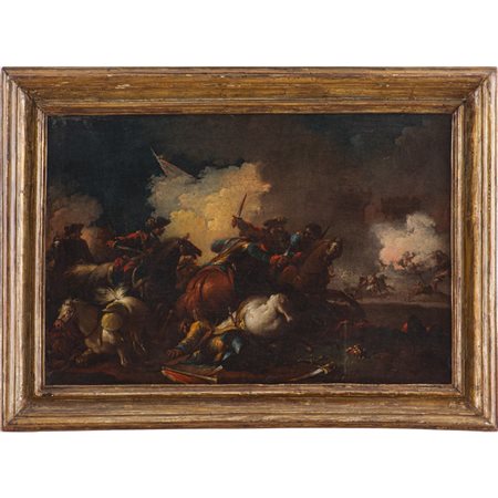 FRANCESCO SIMONINI (Attr.le), Battaglia, Olio su tela