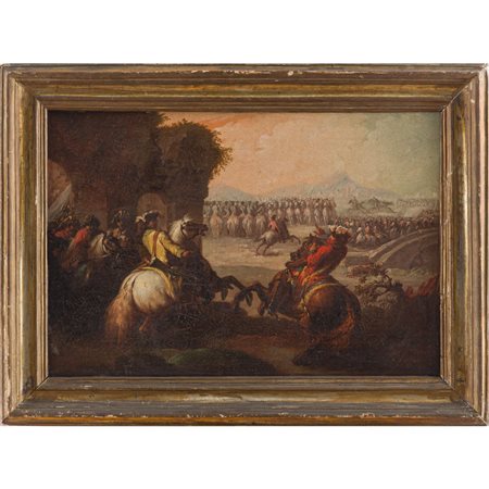 FRANCESCO SIMONINI (Attr.le), Battaglia, Olio su tela