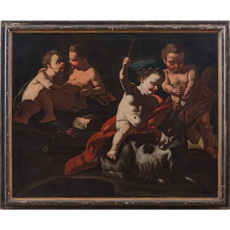 PIETRO BARDELLINO (Attr.le), Putti giocosi, Olio su tela