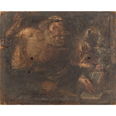 SCUOLA ROMANA DEL XVII SECOLO, San Girolamo, Olio su tela