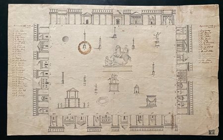  
Progetto per un cortile con obelischi e sculture Italia, XVII secolo
 
