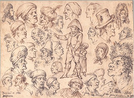 Johan Georg Wille (attribuito a) (1715 - 1808) 
Studi per teste grottesche 1808
 