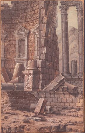 Charles-Louis Clérisseau (attribuito a) (1721 - 1820) 
Scorcio con rovine antiche 
 