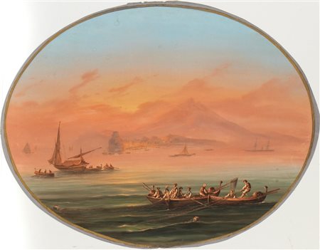 
Veduta dell’isola di Ischia al tramonto (Napoli) 1850 ca.
 