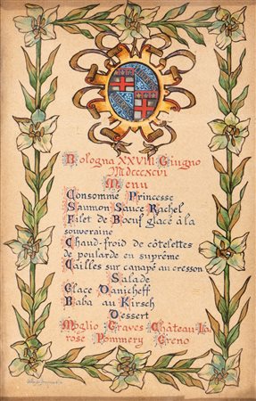 Alberto Pasquinelli (Bologna, 1872 - 1928) 
Menu Bologna, 1896
 