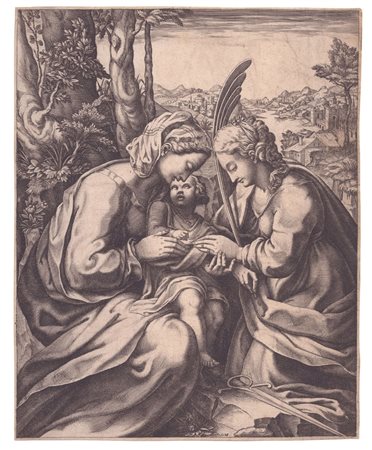 Giorgio Ghisi (1520 - 1582) 
Il matrimonio mistico di santa Caterina, da Correggio 
 