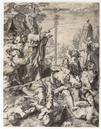 Francesco Villamena (1566 - 1626) 
Mosè e il serpente di bronzo, da Ferrau Fenzoni 
 
