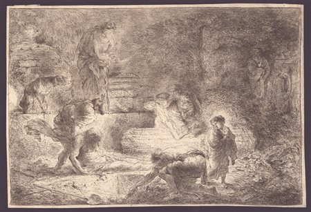 Il Grechetto (Genova, 1609  - Mantova, 1664) 
Tobia seppellisce i defunti 
 