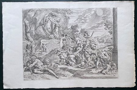Pietro Aquila (1630 - 1692) 
Frontespizio della serie Galeriae Farnesianae Icones 
 