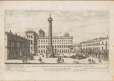 Giovanni Battista Falda (1643 - 1678) 
Piazza Colonna su la via del Corso spianata et ampliata 
 