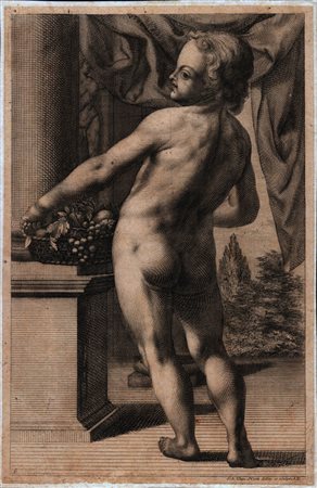 Johann Daniel Herz (1693 - 1754) 
Putto con cesto di frutta 
 