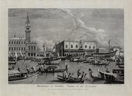 Giambattista Brustolon (1718 - 1796) 
Il doge in partenza per il Lido sul Bucintoro nel giorno dell'Ascensione, da Antonio Canal 
 
