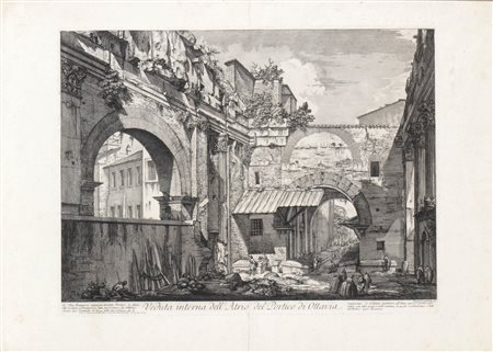 Giovanni Battista Piranesi (Mogliano Veneto, 1720 - Venezia, 1778) 
Veduta interna dell'Atrio del Portico di Ottavia 1823
 