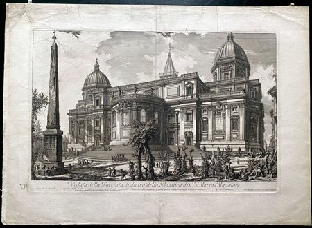 Giovanni Battista Piranesi (Mogliano Veneto, 1720 - Venezia, 1778) 
Veduta della Facciata di dietro della Basilica di S. Maria Maggiore 
 