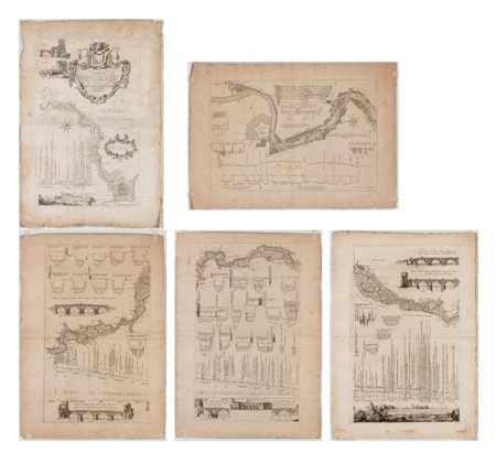 Giovanni Battista Piranesi - Carlo Nolli (Mogliano Veneto, 1720 - Venezia, 1778) , (1724 - 1770) 
Andamento del corso del Tevere, e sue adiacenze 1744
 