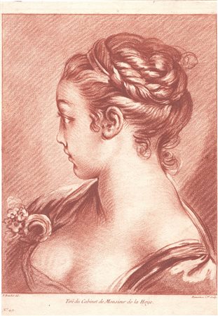 Gilles Demarteau (1722 - 1776) 
Ritratto di una fanciulla di profilo, da Boucher 
 