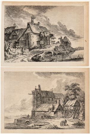 Franz Edmund Weirotter (1733 - 1771) 
Paesaggio con le case sulla riva del fiume | Paesaggio con chalet 
 