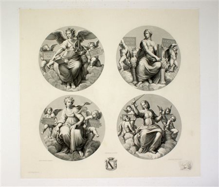 Pasquale Proja (1834 - ?) 
La Teologia, la Filosofia, la Poesia e la Giurisprudenza, da Raffaello 
 