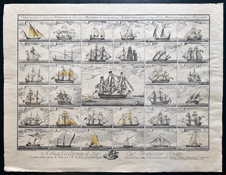 Carlo Lasinio (1759 - 1855) 
Veduta di tutte le specie di bastimenti da guerra e mercantili che navigano nel mediterraneo... 1790
 