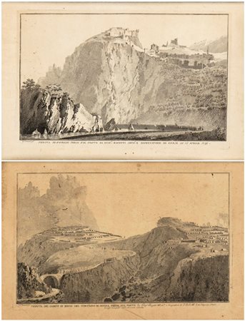 Giovanni Paolo Saverio Chianale (Torino, 1766 ca. - 1840 ca.) 
Veduta di Saorge | Veduta del Campo di Brois, da Giuseppe Pietro Bagetti 1793
 