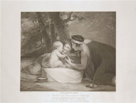 Benjamin Smith (1775 ca. - 1833) 
Shakespeare allattato dalla Tragedia e dalla Commedia, da George Romney 
 